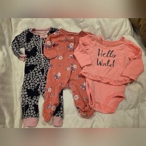 Pink and Floral Baby Onesies Set